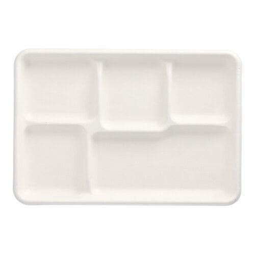 Taca z trzciny cukrowej z podziałem na 5 części 24x216x317mm biały a'25