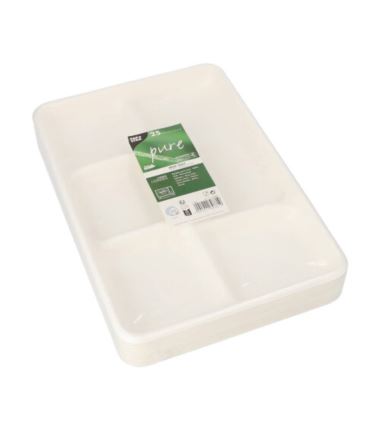 Taca z trzciny cukrowej z podziałem na 5 części 24x216x317mm biały a'25