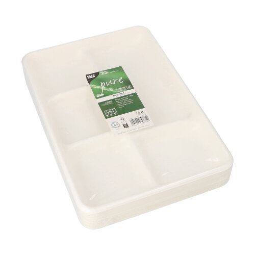Taca z trzciny cukrowej z podziałem na 5 części 24x216x317mm biały a'25
