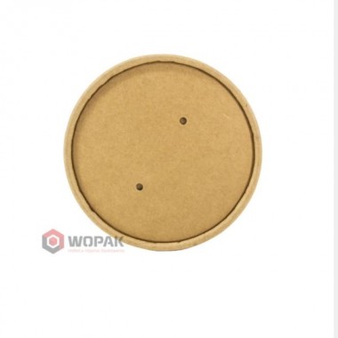 Przykrywka okrągła kraft papierowa do pojemnika 450 ml brązowa a'25